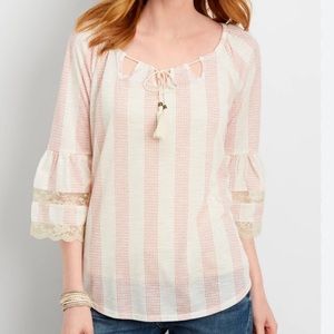 Striped blouse with lace detail